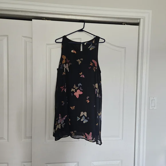 Butterfly Print Black Dress - Picture 2 of 4